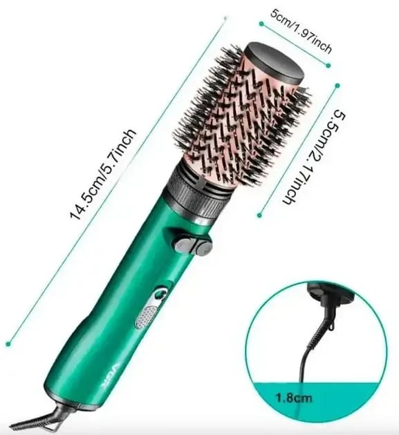 Щітка для фена VGR V-498 1200W Зелений фен-стайлер з 2 насадками