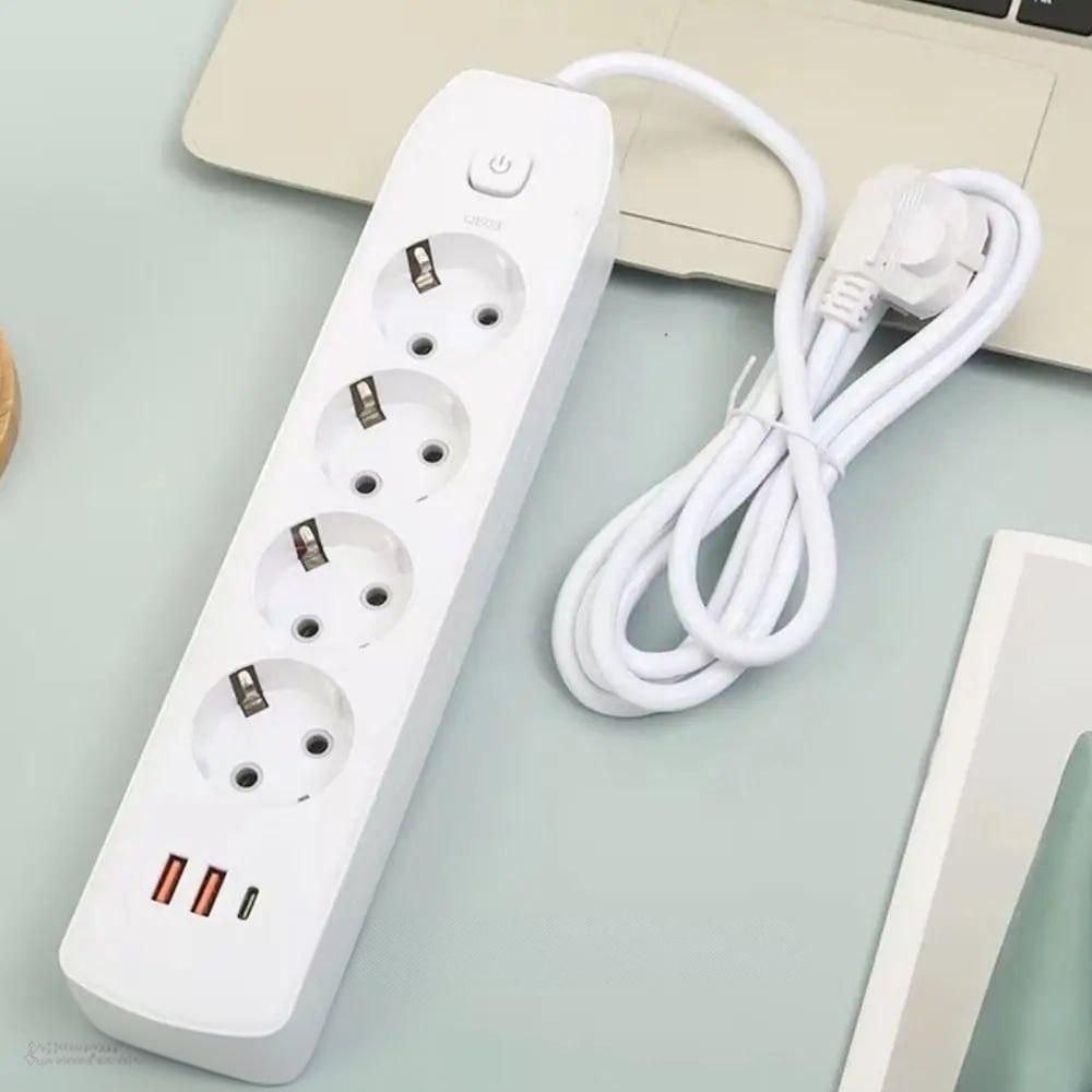 Подовжувач живлення на 4 розетки +2USB